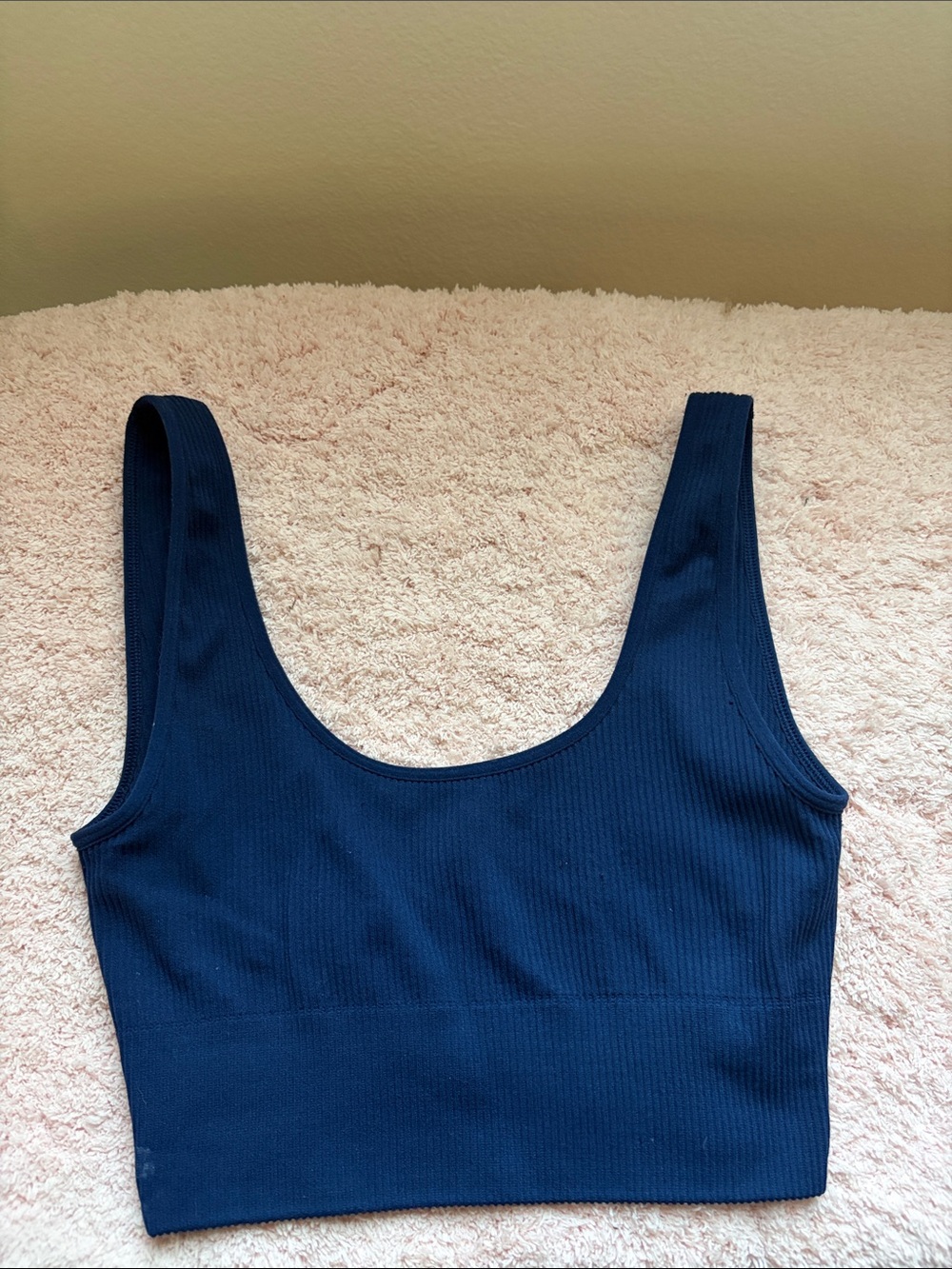 Ribbed Navy Scoop Sports Bra Tank